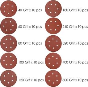 img 2 attached to 🪡 High-Quality TUZAZO 100Pcs Hook and Loop Sanding Discs - 6-Inch 6-Hole Assorted Grits Sandpaper for Random Orbital Sander