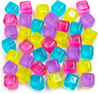 40-pack reusable ice cubes - refreezable plastic cubes for drinks, 🧊 whiskey, wine, coffee - silicone squares, dry ice cubes - non-diluting, multi color logo