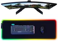 🖱️ игровая коврик для мыши - большой rgb коврик для мыши, xxl коврик для мыши сс подсветкой led, увеличенная противоскользящая водонепроницаемая поверхность - 31.5 x 11.8 дюймов, черный логотип