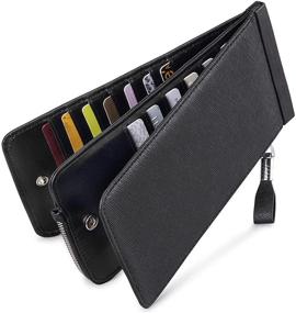 img 4 attached to 💼 Huztencor Black Fiber Billfold Checkbook: Sleek and Stylish Wallet Accessory