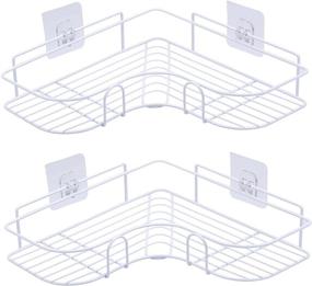 img 3 attached to Laigoo Adhesive Shower Caddy 2 Pack: Space-Saving Organizer for Kitchen and Bathroom - Non-Drilling Floating Shelves, Corner Storage Solution (White)