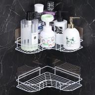 laigoo adhesive shower caddy 2 pack: space-saving organizer for kitchen and bathroom - non-drilling floating shelves, corner storage solution (white) logo
