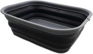 🛁 compact sammart 12l collapsible tub: portable, foldable space-saving dishwashing basin - versatile plastic washtub (1, grey/black) logo