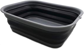 img 4 attached to 🛁 Compact SAMMART 12L Collapsible Tub: Portable, Foldable Space-Saving Dishwashing Basin - Versatile Plastic Washtub (1, Grey/Black)