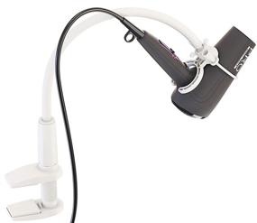 img 2 attached to Hands-Free Hair Dryer Stand: Skywin Clamp Mount Holder with 360° Swivel - Premium White Soft Touch Silicon