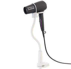 img 4 attached to Hands-Free Hair Dryer Stand: Skywin Clamp Mount Holder with 360° Swivel - Premium White Soft Touch Silicon