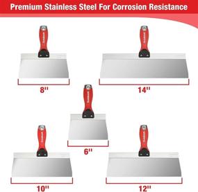 img 3 attached to 🔨 Goldblatt 5-Piece Stainless Steel Taping Knives - Soft Grip Handle with Hammer End - 6'', 8'', 10'', 12'', 14'' - Ideal for Drywall Joint Taping, Finishing, and Patching