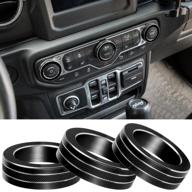 🚗 enhance your jeep's interior with black aluminum alloy air conditioner switch knob cover: 3pcs set for 2018-2021 jeep wrangler jl jlu gladiator jt logo