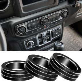 img 4 attached to 🚗 Enhance Your Jeep's Interior with Black Aluminum Alloy Air Conditioner Switch Knob Cover: 3PCS Set for 2018-2021 Jeep Wrangler JL JLU Gladiator JT