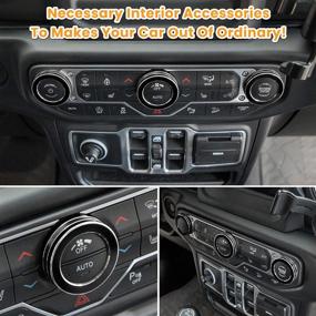 img 1 attached to 🚗 Enhance Your Jeep's Interior with Black Aluminum Alloy Air Conditioner Switch Knob Cover: 3PCS Set for 2018-2021 Jeep Wrangler JL JLU Gladiator JT