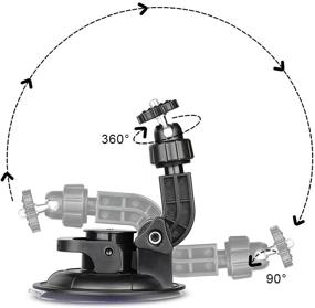 img 3 attached to 📸 HSU Suction Cup Mount for GoPro Hero 10 9 8 7 6 5 4 DJI Osmo Action Camera: Versatile Car Window Holder with 1/4-20 Ball Joint Thread, Ideal for Boats, Vehicles, and Windshields!