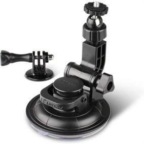 img 4 attached to 📸 HSU Suction Cup Mount for GoPro Hero 10 9 8 7 6 5 4 DJI Osmo Action Camera: Versatile Car Window Holder with 1/4-20 Ball Joint Thread, Ideal for Boats, Vehicles, and Windshields!