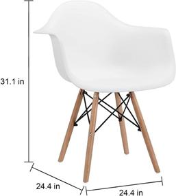 img 3 attached to 🪑 CangLong Natural Wood Mid Century Modern Arm Chair - Set of 2, White