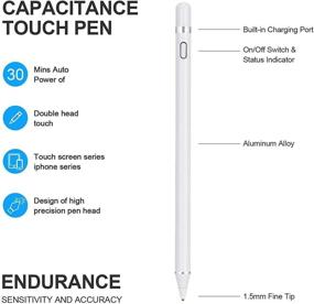 img 3 attached to 🖊️ High-precision Active Stylus Pens for Touch Screens - Rechargeable Fine Point Stylist Pen Pencil, Compatible with Apple and Other Tablets (White)