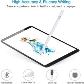 img 2 attached to 🖊️ High-precision Active Stylus Pens for Touch Screens - Rechargeable Fine Point Stylist Pen Pencil, Compatible with Apple and Other Tablets (White)