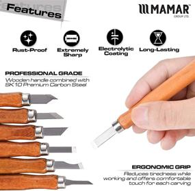 img 3 attached to 🔪 MAMAR Pine Wood Carving Whittling Kit - 12 Piece SK10 Carbon Steel Tools and 5 Large Wood Blocks Bundle - Whittlers Pick - Top Choice for Adults and Kids - Excellent Learning Set for Beginners or Experts