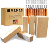 🔪 mamar pine wood carving whittling kit - 12 piece sk10 carbon steel tools and 5 large wood blocks bundle - whittlers pick - top choice for adults and kids - excellent learning set for beginners or experts logo