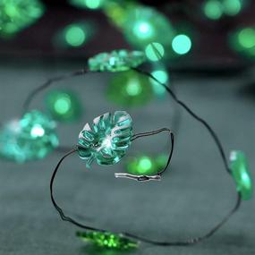 img 2 attached to XIWU Monstera Leaf String Lights - 10 ft 40 LED Fairy Lights with Remote &amp; 12 Modes - Green Palm Leaves for Bedroom, St. Patrick's Day, Summer Party, Tropical Themed Decor - Green Decoration