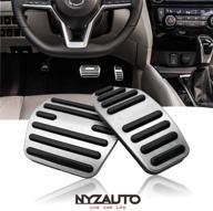 🚗 enhance your driving experience with nyzauto anti-slip performance foot pedal pads: compatible with rogue x-trail kicks qashqai sentra, aluminum brake & gas accelerator pedal covers logo