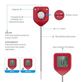 img 1 attached to 🌡️ (Updated Edition) Digital Kitchen Thermometer, Instant Read Accurate & Fast Cooking Thermometer with Auto Rotate Display, for Grilling, BBQ, Baking, Cooking