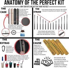 img 1 attached to Зеленая OG многоразовая складная металлическая соломинка - набор из 6 штук с алюминиевым чехлом - нержавеющая сталь, телескопическая, устойчивая и экологически чистая (серый)