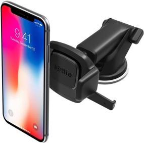 img 4 attached to 📱 IoTtIE Easy One Touch Mini Dash & Windshield Car Mount Phone Holder - Compatible with iPhone Xs Max R 8 Plus 7, Samsung Galaxy S10 E S9 S8 Plus Edge, Note 9 & Other Smartphones