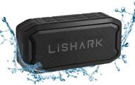 🔊 lishark portable wireless bluetooth speaker - ip67 waterproof outdoor speakers with fm radio, hands-free calls - perfect for shower, pool, beach, boating, bag, hiking - 16h playtime, loud hd sound (black) logo
