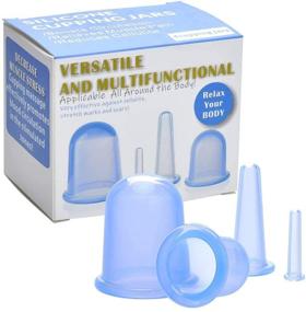 img 4 attached to 4-Piece Silicone Vacuum Massage Cups Set - Chinese Cupping Therapy Kit for Cellulite Reduction - Body and Facial Massager for Adults - Home Use (Blue)