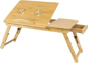 img 3 attached to 📚 Enhanced Mount-It! Laptop Bed Tray: Tilting Top, Pullout Drawer, Adjustable Breakfast Table | Foldable Design | Eco-Friendly Natural Bamboo Laptop Tray (MI-7212)