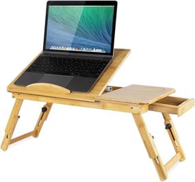 img 4 attached to 📚 Enhanced Mount-It! Laptop Bed Tray: Tilting Top, Pullout Drawer, Adjustable Breakfast Table | Foldable Design | Eco-Friendly Natural Bamboo Laptop Tray (MI-7212)