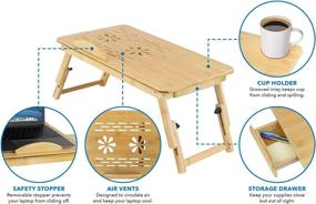 img 1 attached to 📚 Enhanced Mount-It! Laptop Bed Tray: Tilting Top, Pullout Drawer, Adjustable Breakfast Table | Foldable Design | Eco-Friendly Natural Bamboo Laptop Tray (MI-7212)