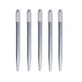 img 4 attached to 💇 Pinkiou Hair Stroked Microblading Pen - Silver Embroidery Manual Eyebrow Tattoo Pen - Pack of 5 for Permanent Makeup Supplies - PMU Tool