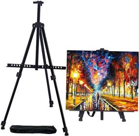 img 4 attached to 🎨 66-Inch Arts Crafts Easel by Aokbean - Adjustable Height Aluminum Metal Tripod Stand for Floor Painting Displaying - Portable Bag Included - Ideal for Artists (Black, 1 Pack)