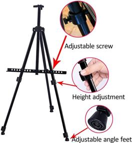 img 2 attached to 🎨 66-Inch Arts Crafts Easel by Aokbean - Adjustable Height Aluminum Metal Tripod Stand for Floor Painting Displaying - Portable Bag Included - Ideal for Artists (Black, 1 Pack)