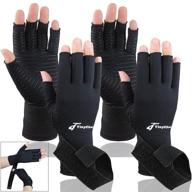 🧤 tiny chou 2 pairs black copper compression arthritis gloves with adjustable strap for carpal tunnel, typing support - large/x-large (2 pairs) логотип