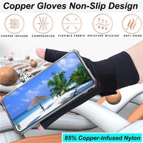 img 2 attached to 🧤 Tiny Chou 2 Pairs Black Copper Compression Arthritis Gloves with Adjustable Strap for Carpal Tunnel, Typing Support - Large/X-Large (2 Pairs)