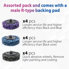 img 3 attached to 🔵 LotFancy Stripping Disc, 12PCS 2” Easy Strip and Clean Quick Change Discs with 1 Disc Pad Holder - Paint and Rust Remover Stripper, Silicon Carbide Abrasive Wheel, Blue Black Purple Assortment