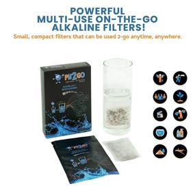 img 2 attached to 🚰 pH2gO Alkaline 9.0+ Water Filter Pouch - Clean & Portable Water Anywhere! - Fits Gym Bottles, Cups, Spraying Machines - High Alkalized pH9.0+ Water - 450 Uses/Pouch - (3-Pack)