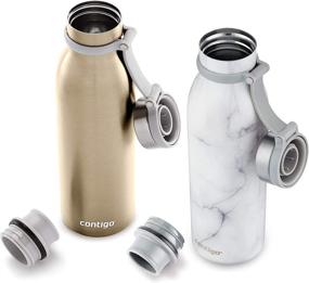 img 1 attached to 🍾 Contigo Couture Collection: 2 Pack of Stainless Steel Water Bottles (20 oz) in Marble/Champagne - Stylish and Functional