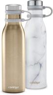 🍾 contigo couture collection: 2 pack of stainless steel water bottles (20 oz) in marble/champagne - stylish and functional логотип