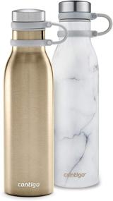 img 2 attached to 🍾 Contigo Couture Collection: 2 Pack of Stainless Steel Water Bottles (20 oz) in Marble/Champagne - Stylish and Functional