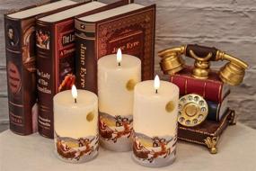 img 1 attached to 🕯️ GenSwin Christmas Flameless Candles: Remote Timer, Flickering LED Wax Pillars - Warm Light for a Festive Ambiance - Pack of 3