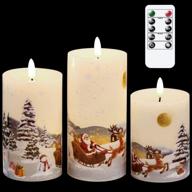 🕯️ genswin christmas flameless candles: remote timer, flickering led wax pillars - warm light for a festive ambiance - pack of 3 logo