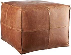 img 4 attached to 🪔 Handmade Leather Moroccan Pouf Seat Ottoman - Unstuffed, 18x18x14 Inches - Ideal for Living Room, Bedroom, TV Room - Boho Style