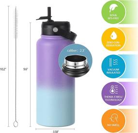 img 3 attached to 🧃 Bluego 32oz Insulated Stainless Steel Water Bottle with Straw and 3 Lids - Vacuum Wide Mouth Reusable Metal Water Bottles, Keeps Hot and Cold - Leak-Proof Sports Flask by PoupleBule