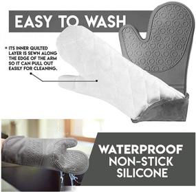 img 2 attached to 🧤 Gray Silicone Oven Mitts and Pot Holders Set with Mini Pinch Mitts and Hot Pads for Kitchen Baking, Cooking, BBQ - Heat Resistant