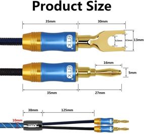 img 1 attached to Набор кабелей для динамиков EMK: 1 пара [4 зажима лопаты и 4 зажима банана], 16AWG HiFi провод обтянутый нейлоном - 10 футов синего цвета.
