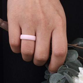 img 1 attached to 👰 Egnaro Inner Arc Ergonomic Silicone Rings for Women with Half Sizes – Breathable Design, Women's Silicone Wedding Band, 5.5mm Wide-2mm Thick