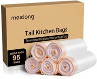 meidong trash bags - 13 gallon white garbage bags with drawstring | tall kitchen bags for strong & multipurpose use | 5 rolls (95 counts) logo