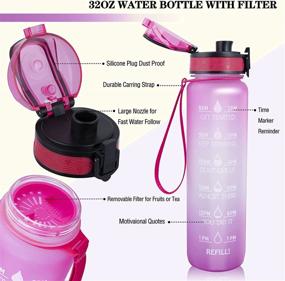 img 2 attached to Stay Hydrated with our 32oz Motivational Water Bottle – Time Marker, Removable Strainer, BPA Free Tritian, Leakproof, Non-Toxic – Ideal for Fitness, Gym and Outdoor Sports